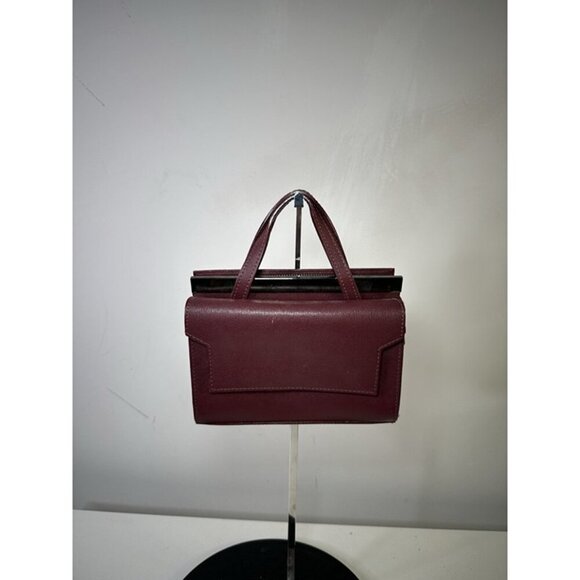 Alberta Di Canio burgundy Genuine Leather Satchel Handbag Made In Italy - Picture 1 of 7